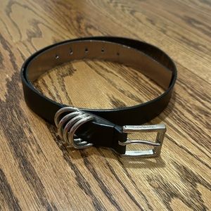 Michael Kors black leather belt.  Fits ~26-30” waist.
